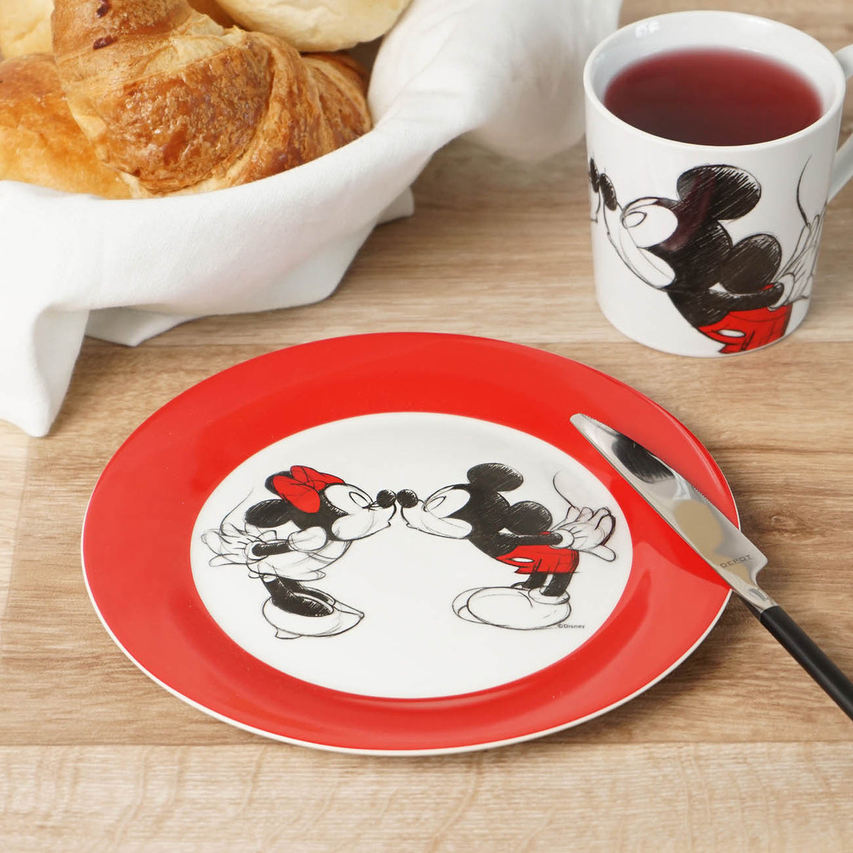 Teller »Mickey Kiss Sketch rot 21cm«