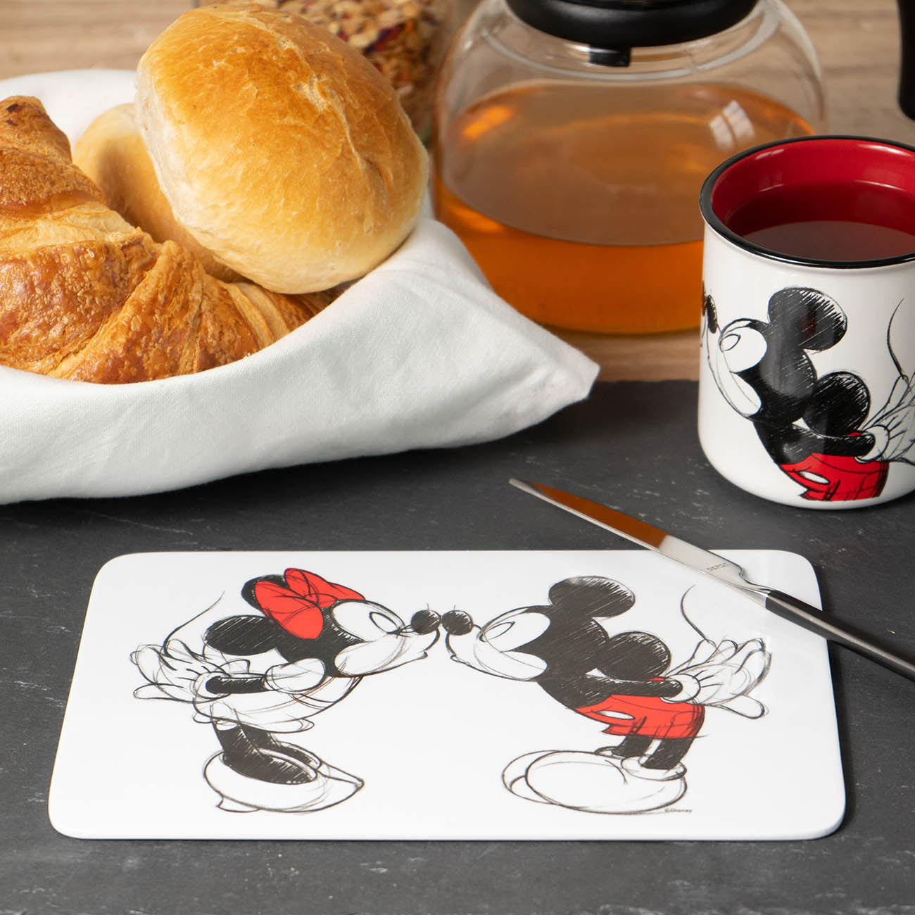 Brettchen »Mickey Kiss Sketch rot«