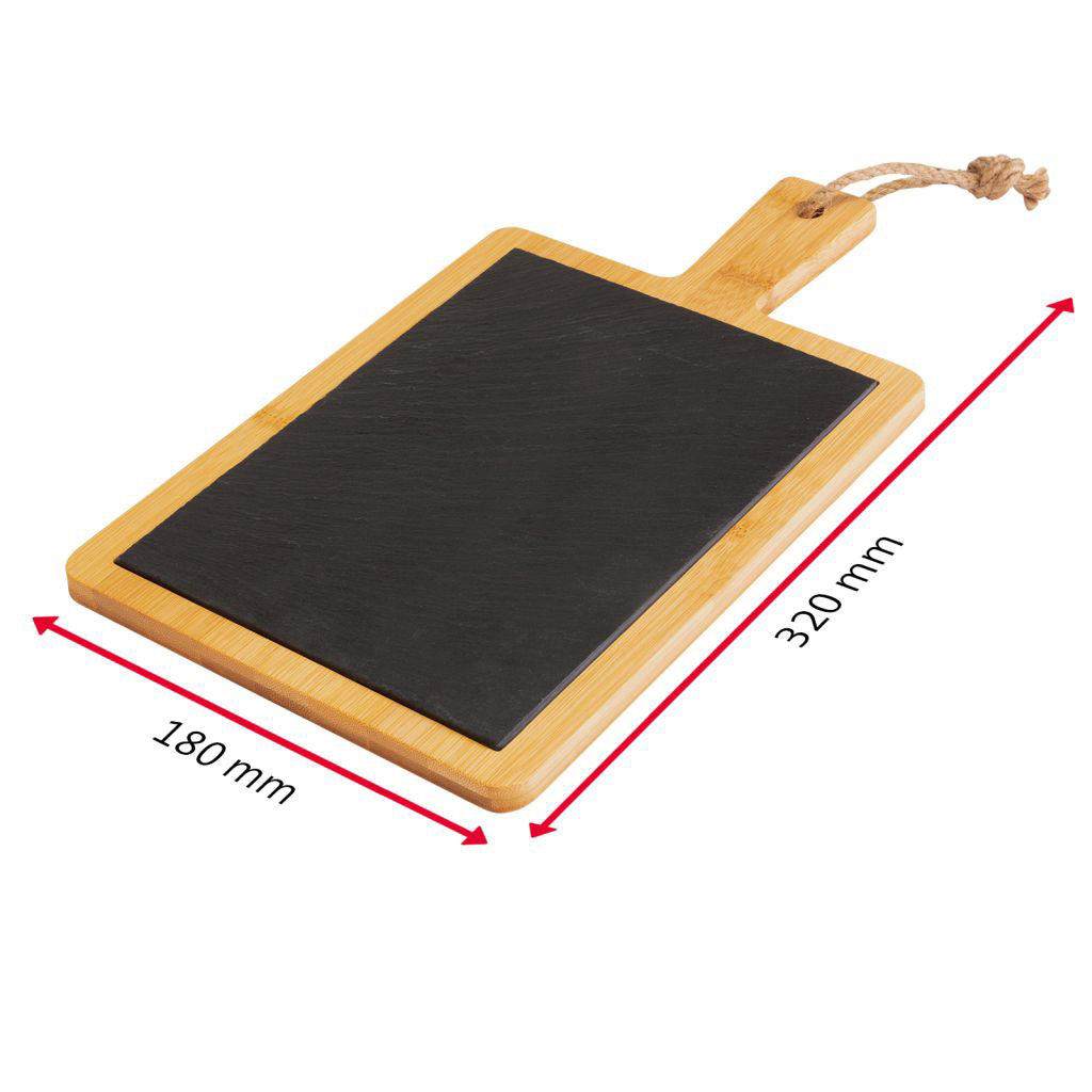 Servierplatte mit Griff 32 x 18 cm »Tapas & Friends Schiefer in Bambus«
