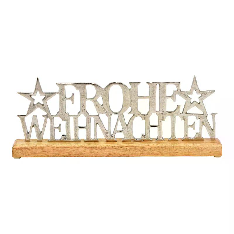 Aufsteller »Frohe Weihnachten Mangoholz/Metall 36x14cm«