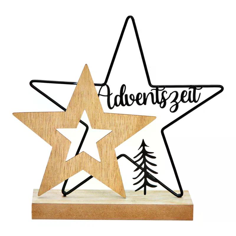 Aufsteller Stern Adventszeit »Holz/Metall 19cm«