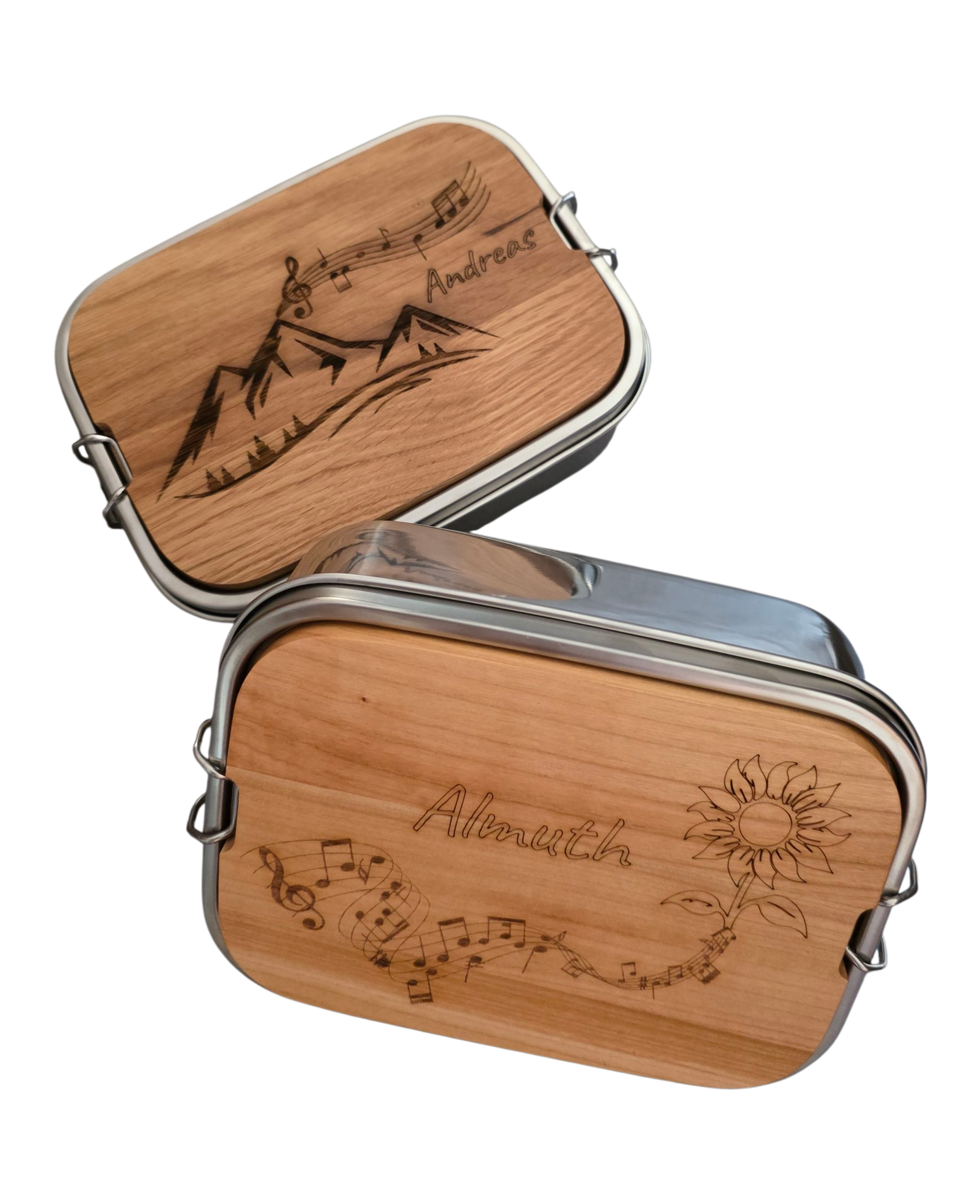 Lunchbox mit Massivholz Schneidebrett 1200ml »Edelstahl/Eiche«