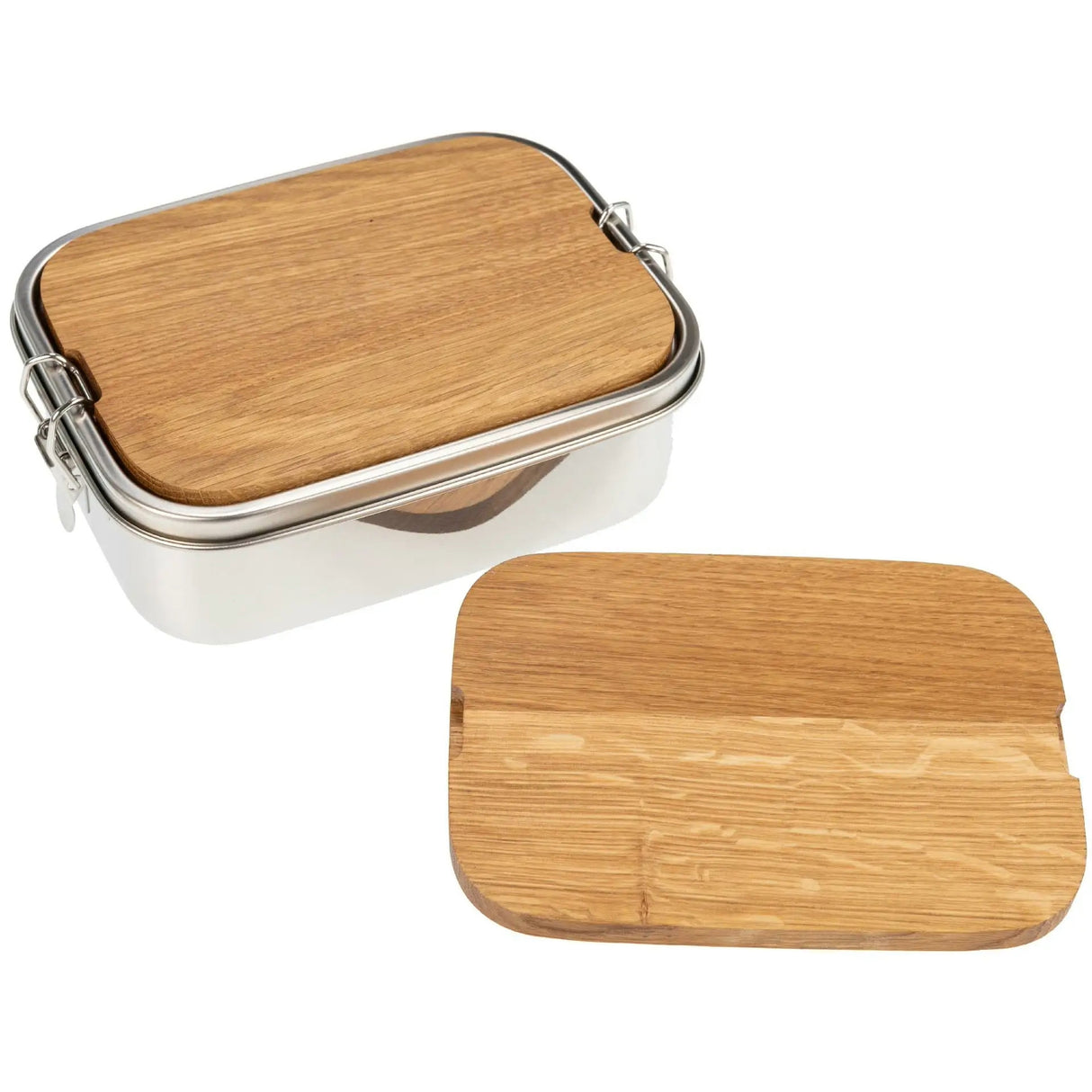 Lunchbox 1200ml »Edelstahl mit Eiche Schneidebrett Deckel geölt«