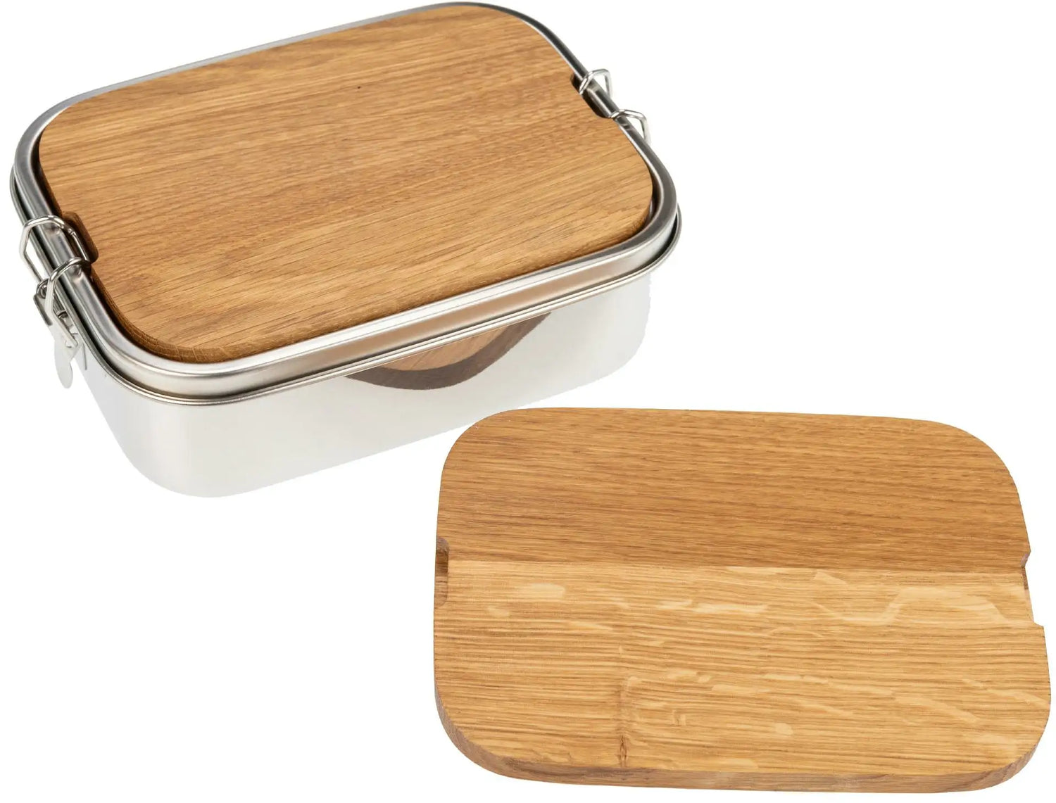 Lunchbox mit Massivholz Schneidebrett 1200ml »Edelstahl/Eiche«