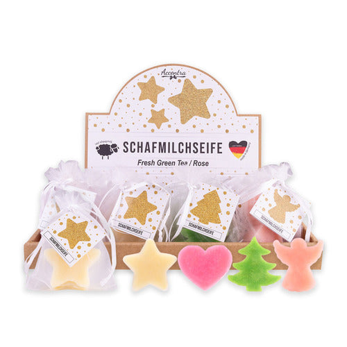 4 Stück handgefertigte Schafmilchseife »XMAS in Organzabeutel 25g«