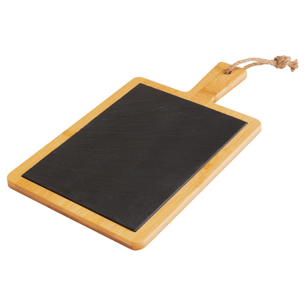 Servierplatte mit Griff 32 x 18 cm »Tapas & Friends Schiefer in Bambus«