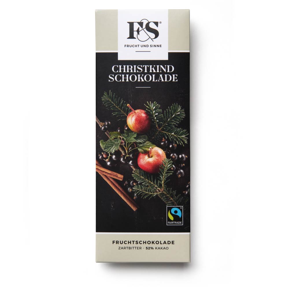 Christkindschokolade »Dunkle Apfel Ribisel Zimt 50g«