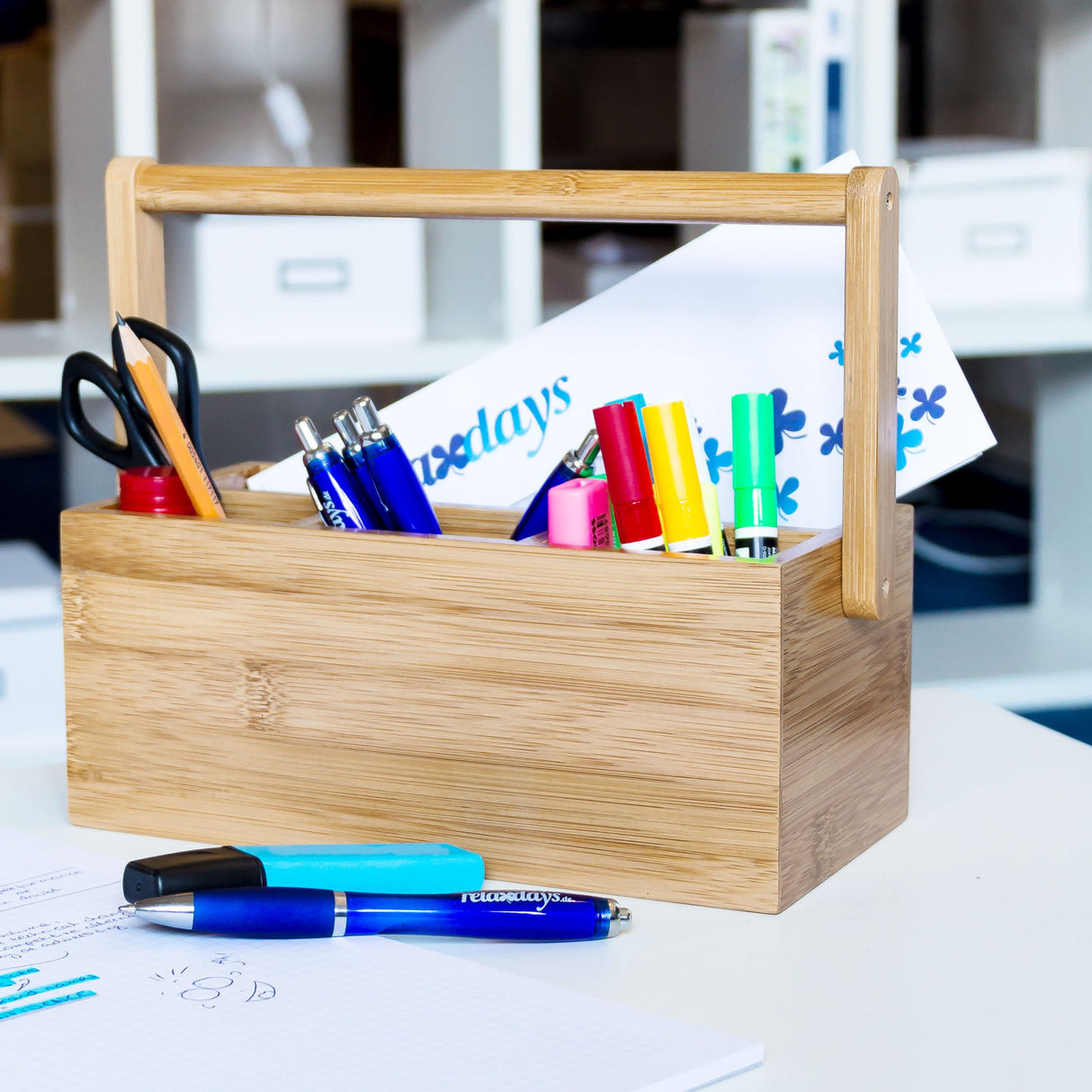 Holztragerl mit Griff »Gerade 4 Fächer Bambus«