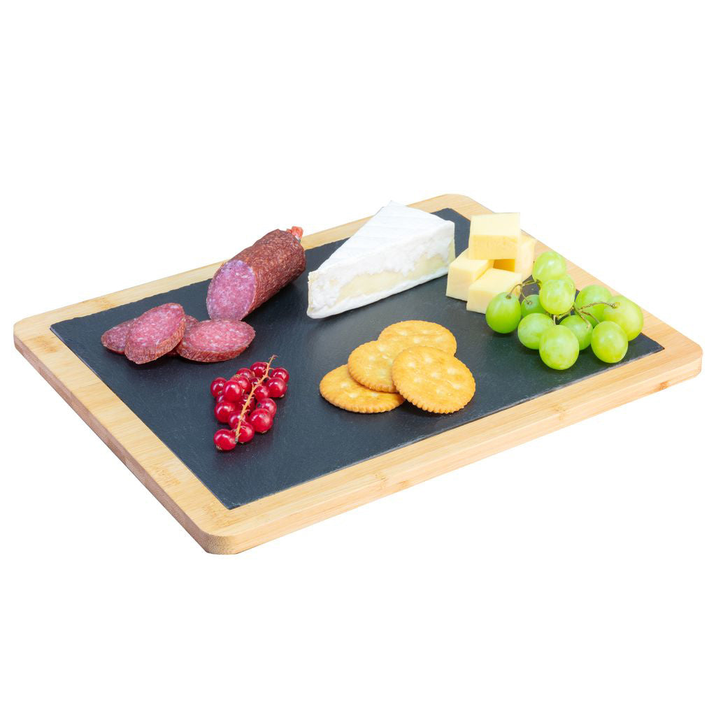 Servierplatte mit Griff 32 x 18 cm »Tapas & Friends Schiefer in Bambus«