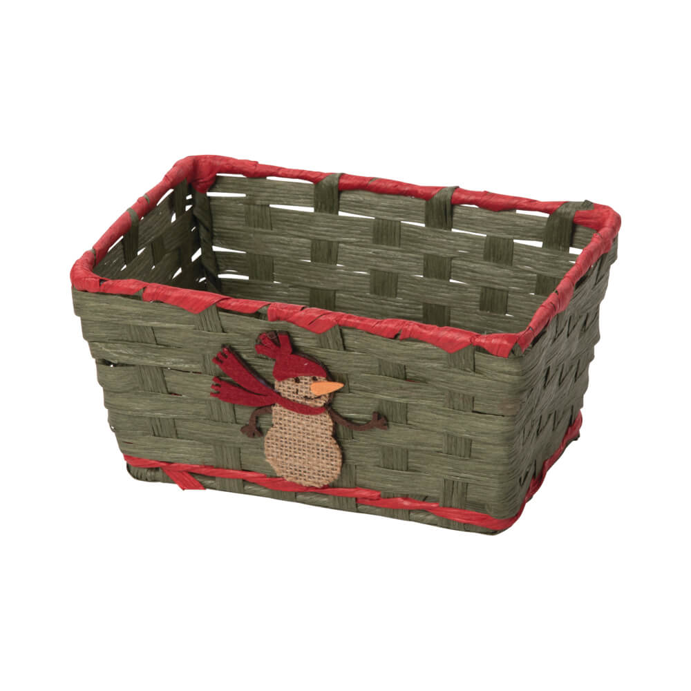 Weihnachtskorb grün »Schneemann«